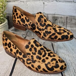 MADEWELL LEOPARD PRINT REAL CALF HAIR-ON SLIP ON LOAFERS WOMENS SIZE 8.5 EUC